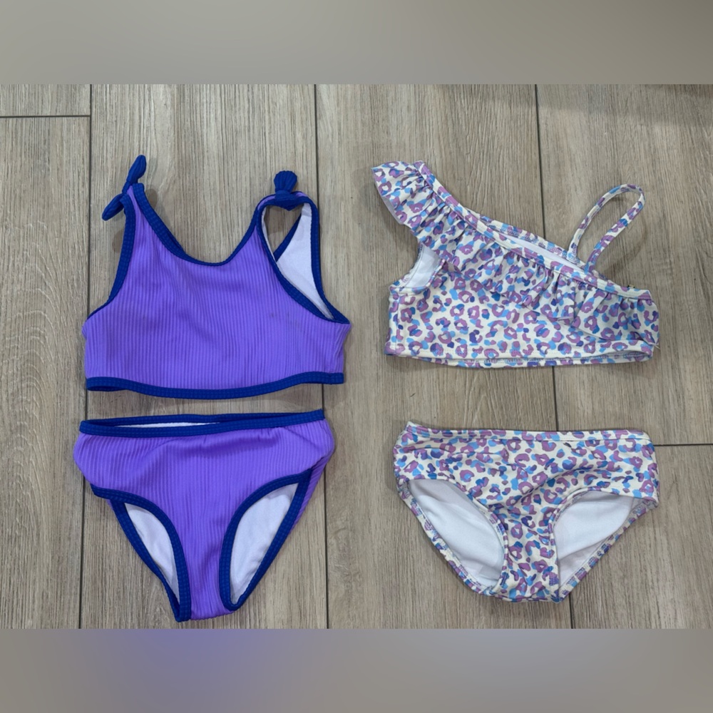 Cat & Jack 4T Lilac Swim Set with Royal Blue Trim